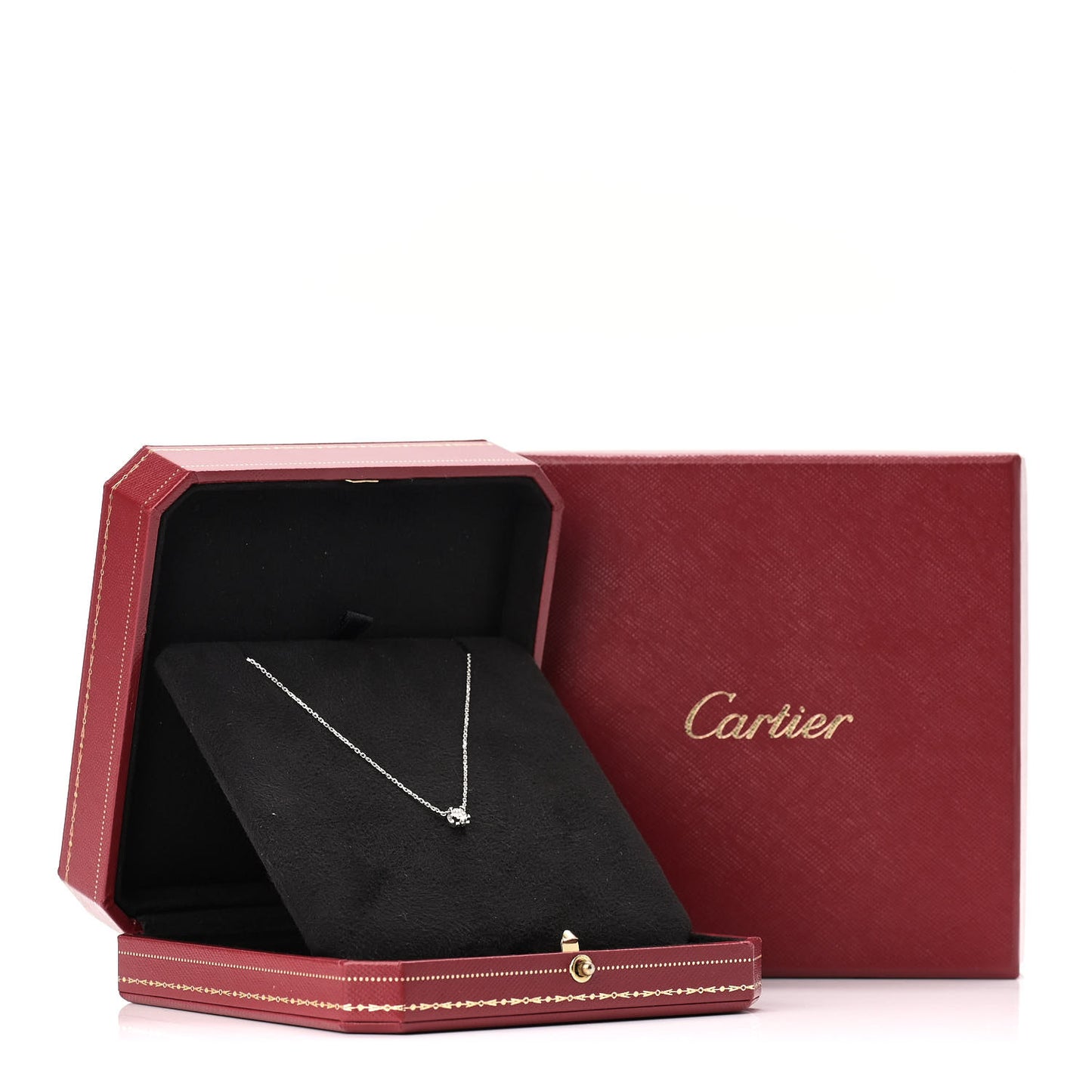 18K White Gold Diamond .23ct C De Cartier Pendant Necklace