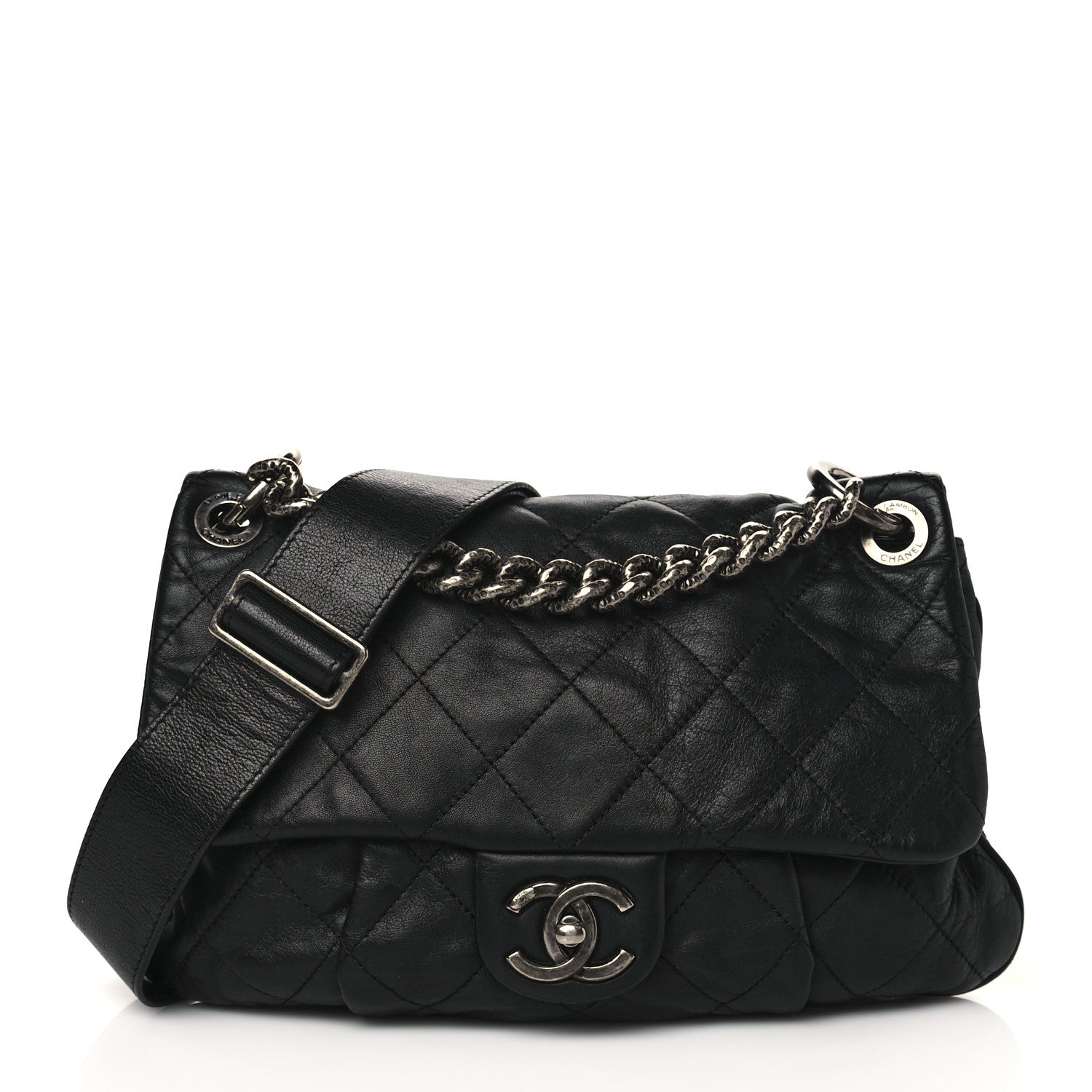 Chanel Calfskin Coco Pleats Messenger Flap Black 1 of 10