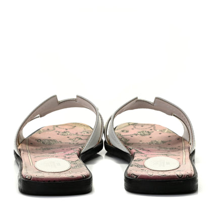 Hermes Box Calfskin Bois De Rose Oran Sandals 40 White 5 of 13
