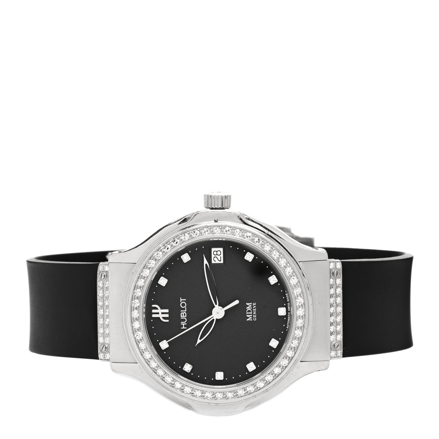 Hublot Stainless Steel Rubber Diamond Bezel 37mm Classic MDM Automatic Watch Black 1710.1.054 2 of 4