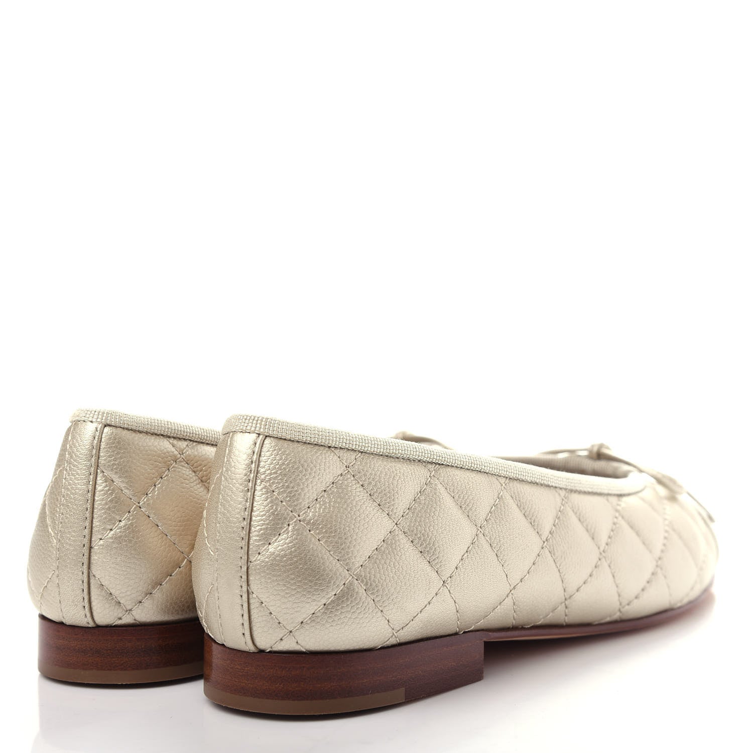 Chanel Metallic Caviar Quilted Cap Toe Ballerina Flats 36 Gold 4 of 11