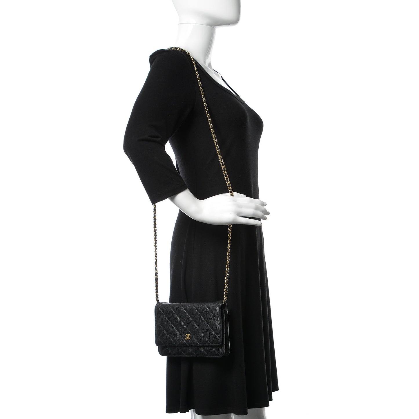 Caviar Quilted Wallet On Chain WOC Black