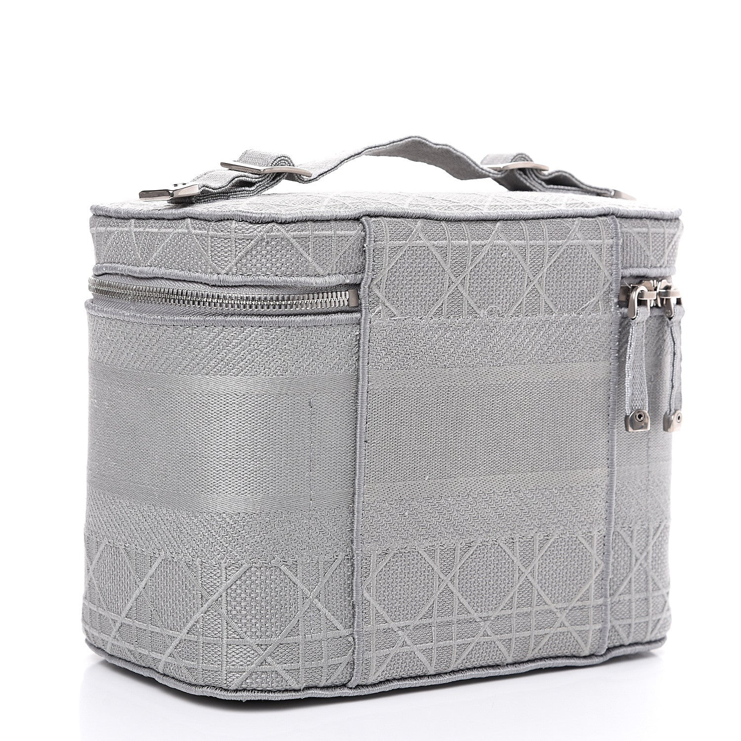 Christian Dior Canvas Embroidered Cannage Diortravel Vanity Case Grey 2 of 9