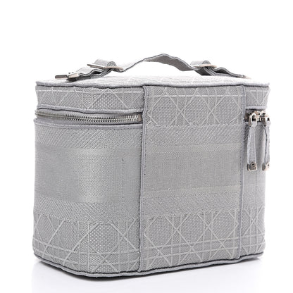 Christian Dior Canvas Embroidered Cannage Diortravel Vanity Case Grey 2 of 9