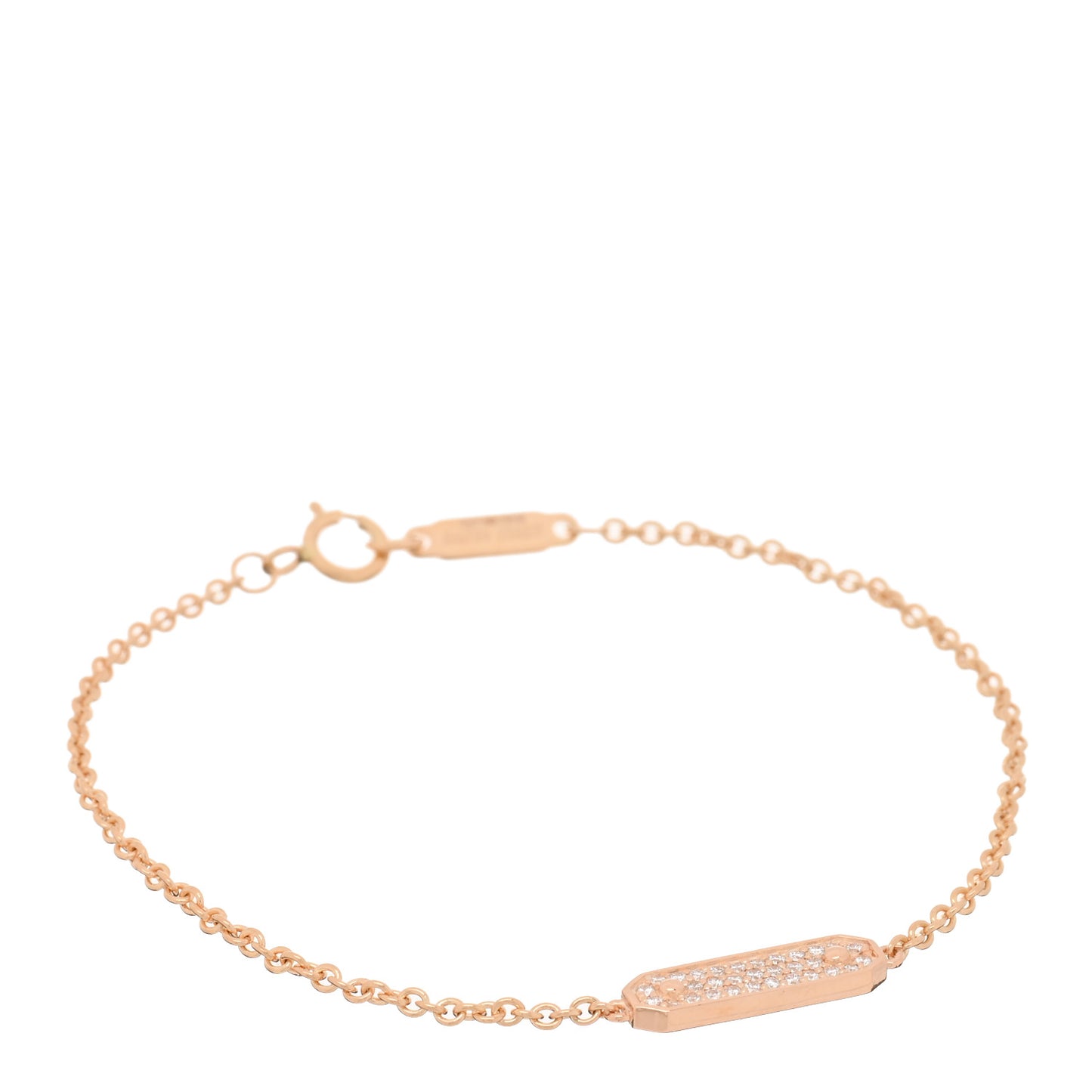 18K Rose Gold Diamond Tag Chain Bracelet