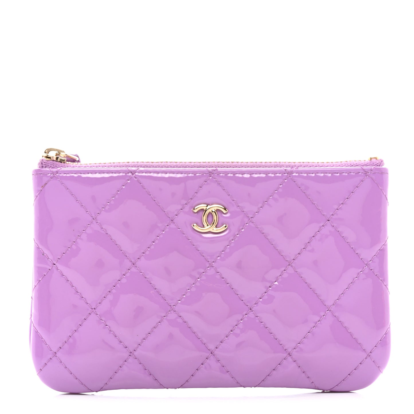 Patent Quilted Small Cosmetic Case Purple