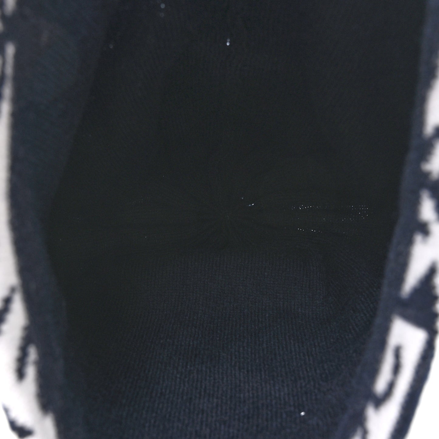 Cashmere Cotton Knit CC Cambon Beanie Hat Navy Blue Ecru