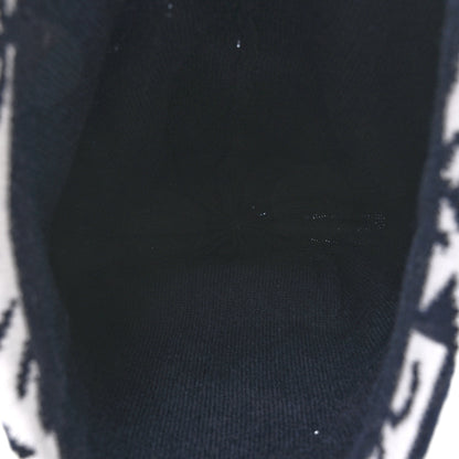 Chanel Cashmere Cotton Knit CC Cambon Beanie Hat Navy Blue Ecru 4 of 5