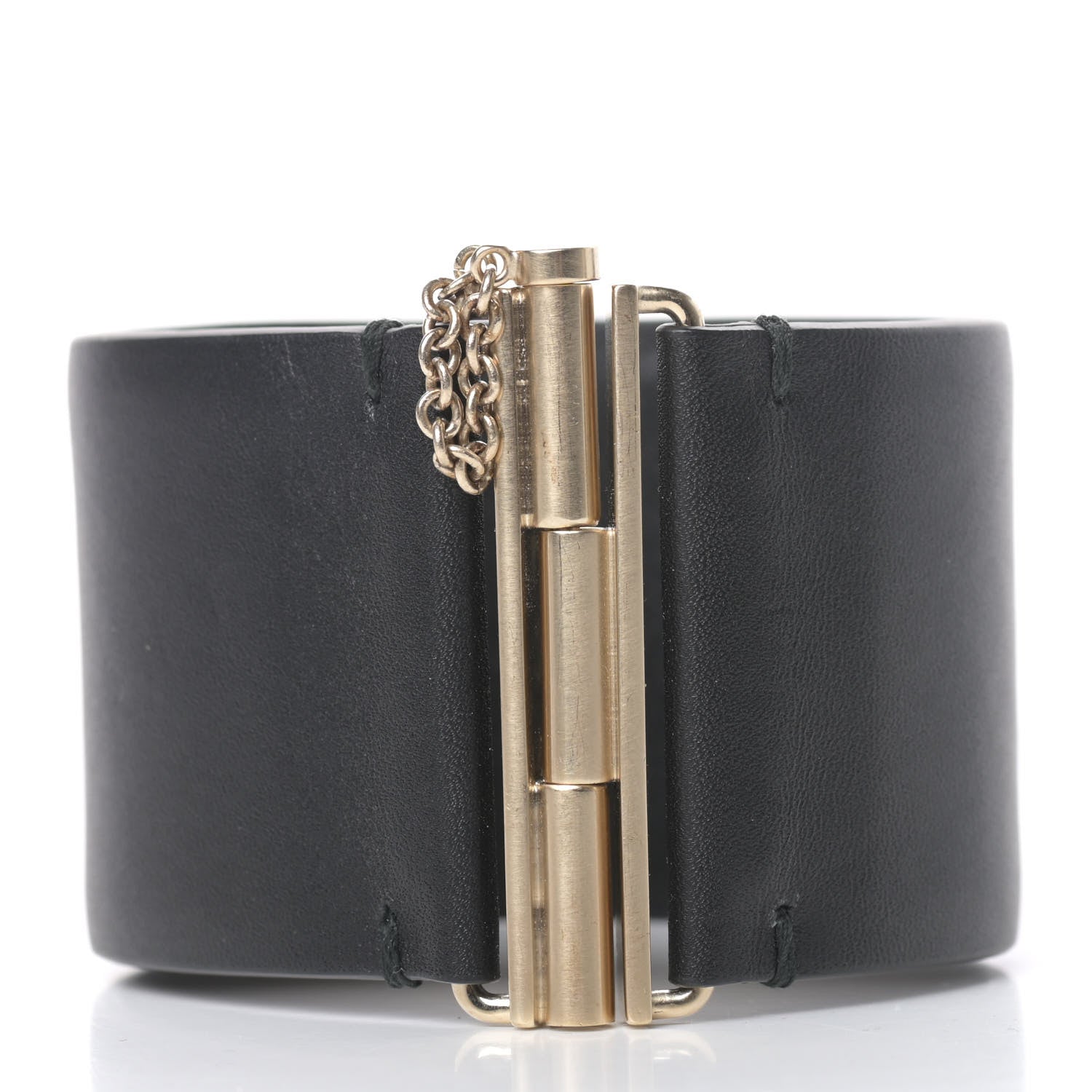 Chanel Calfskin CC Wide Cuff M Black Gold 3 of 6