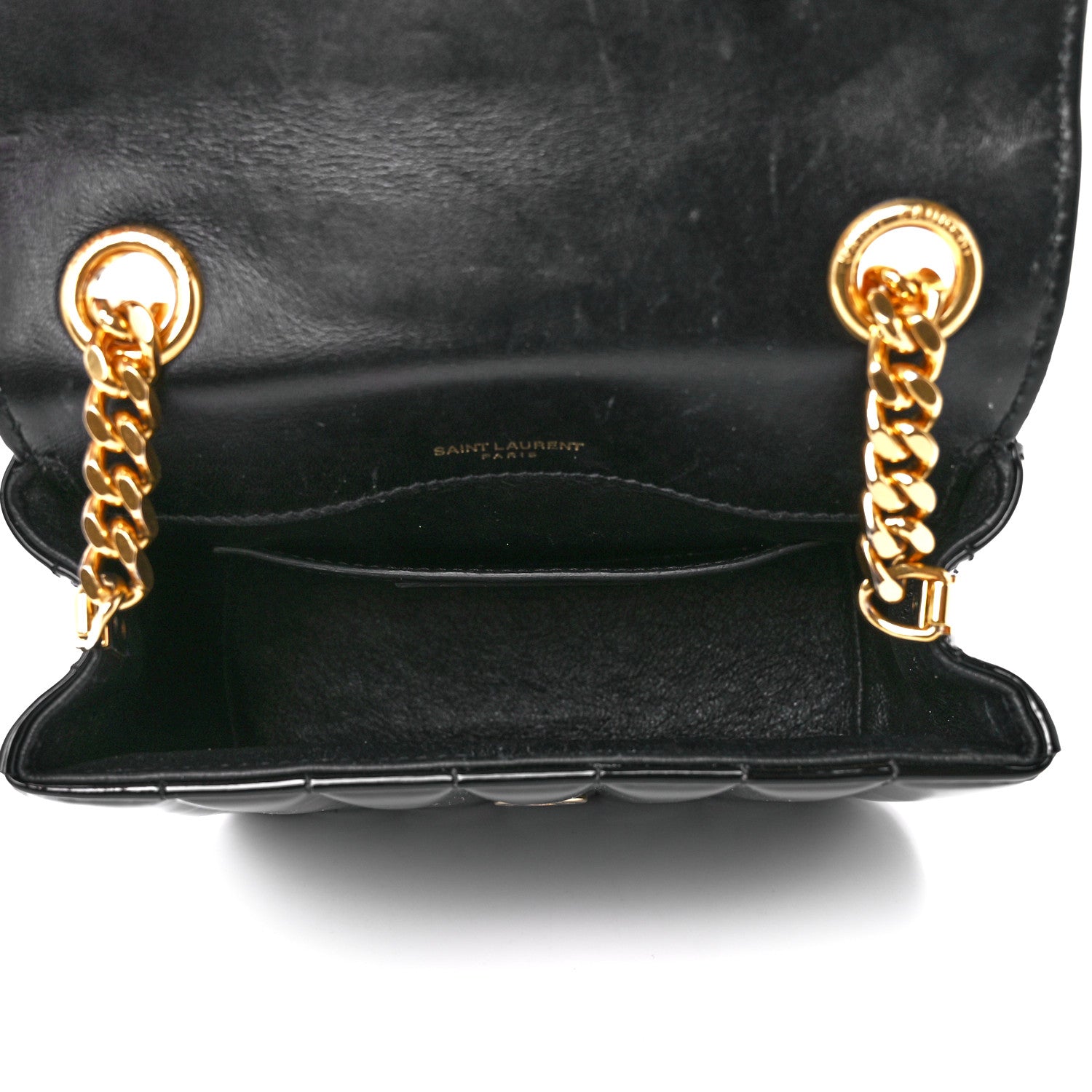 Saint Laurent Patent Calfskin Matelasse Monogram Small Vicky Chain Bag Black 5 of 12