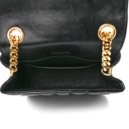 Saint Laurent Patent Calfskin Matelasse Monogram Small Vicky Chain Bag Black 5 of 12