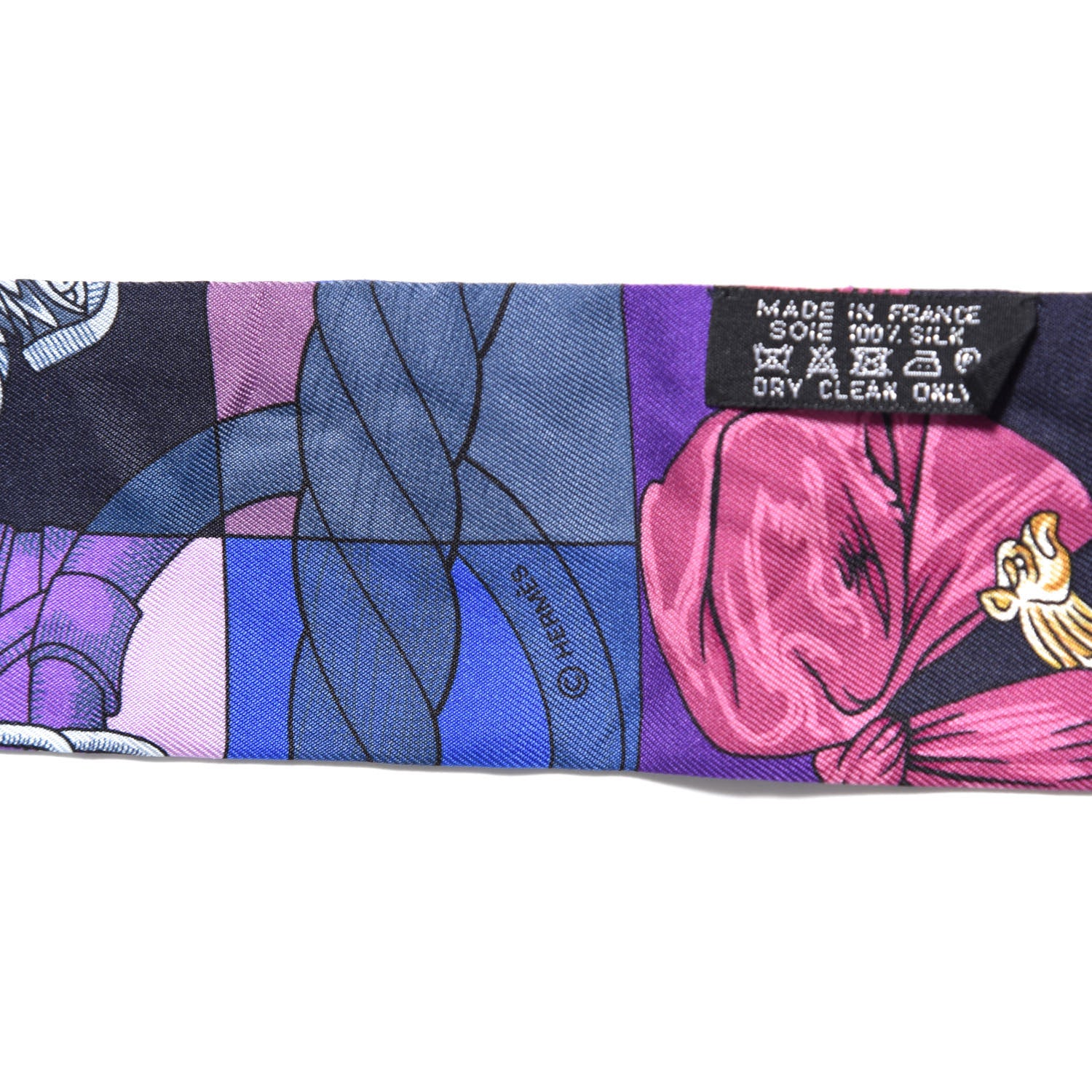 Hermes Silk Cavalleria D'Etriers Twilly Violet Bleu Rose 3 of 6