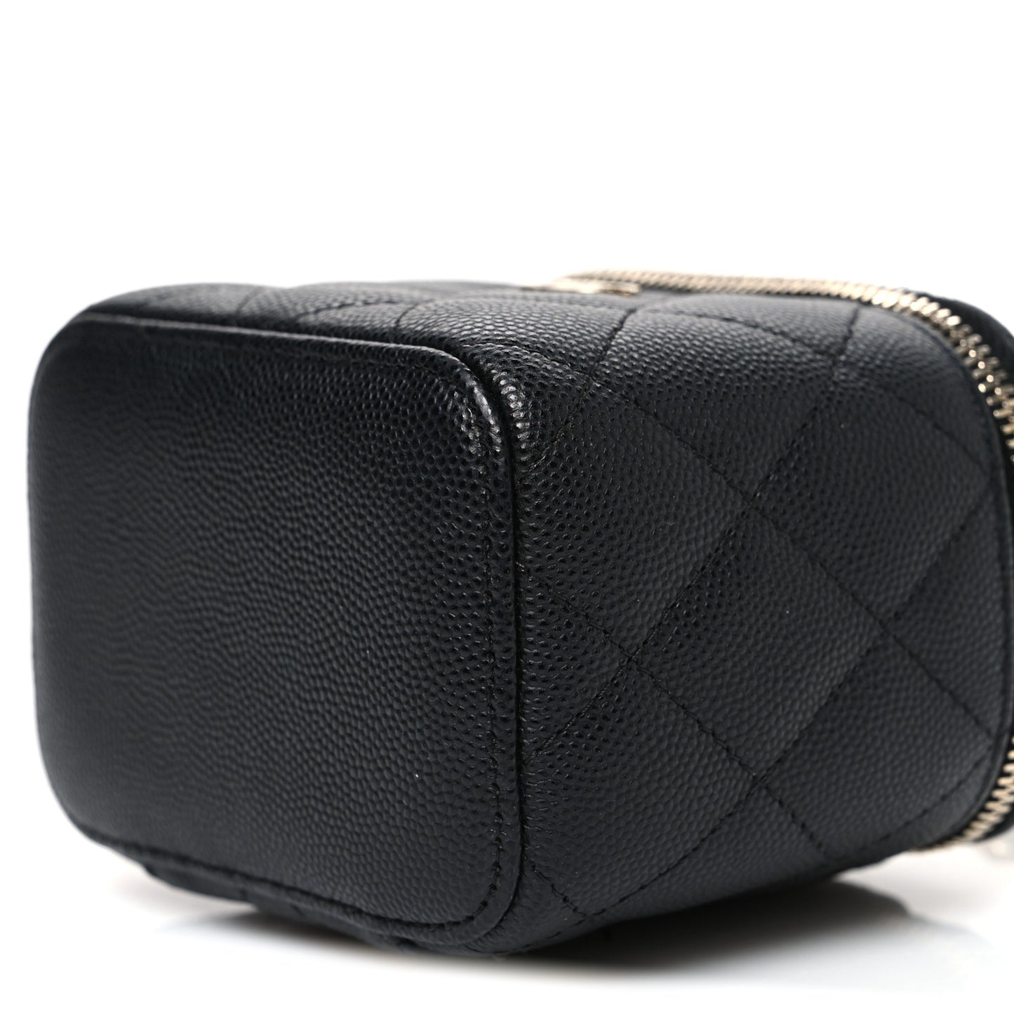 Caviar Quilted Mini Vanity Case With Chain Black