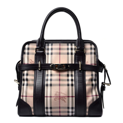 Burberry Haymarket Check Medium Minford Portrait Tote Chocolate 1 of 4