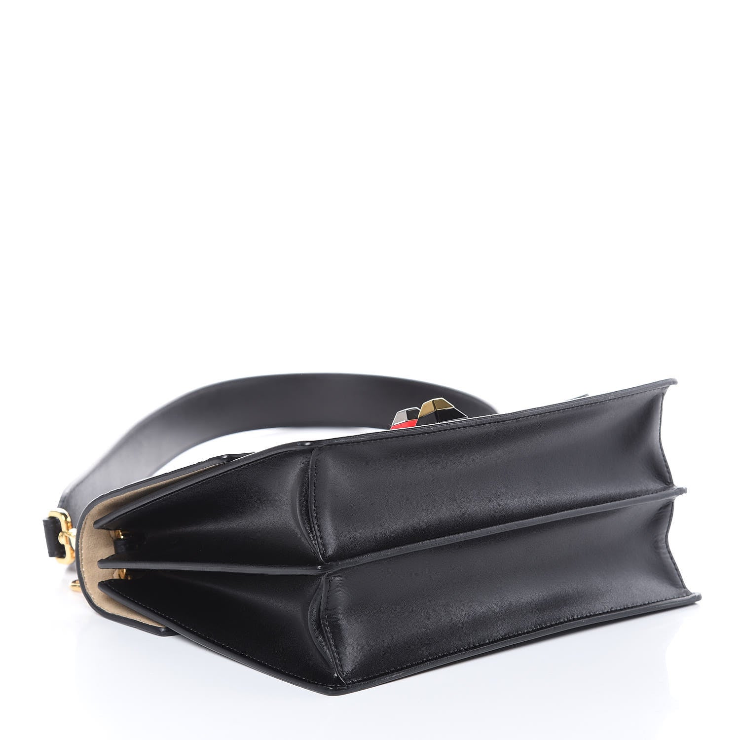 Fendi Vitello Liberty Bi-Color FF 1974 Embossed Kan I Shoulder Bag Black Maya 4 of 9