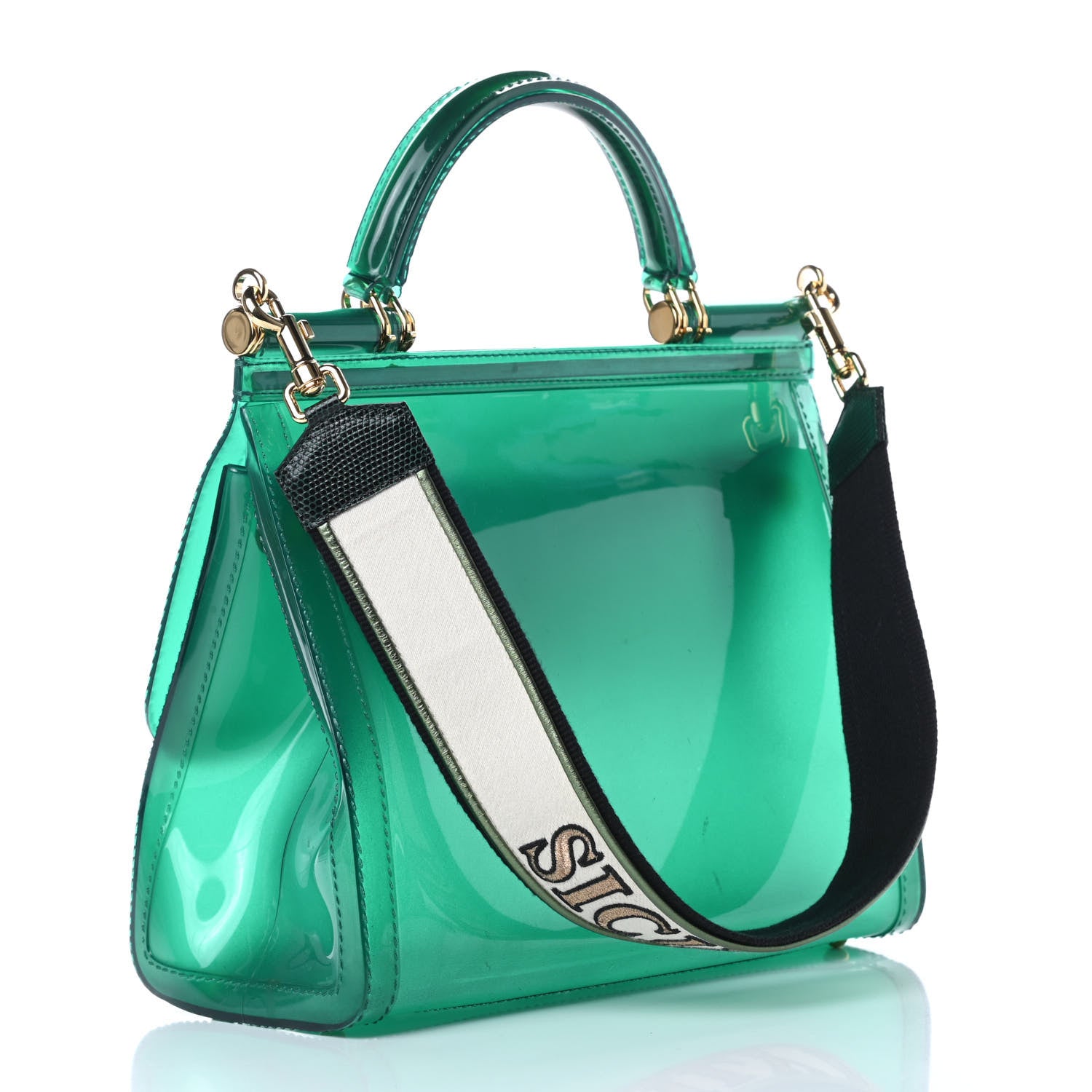 Dolce & Gabbana Rubber Semi Transparent Miss Sicily Satchel Verde 3 of 11