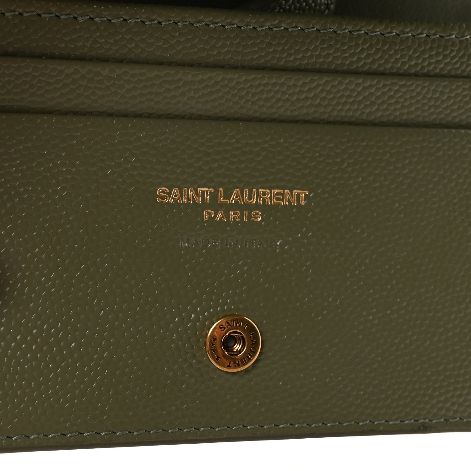 Saint Laurent Grain De Poudre Matelasse Chevron Cassandre Card Case Light Sage 6 of 6