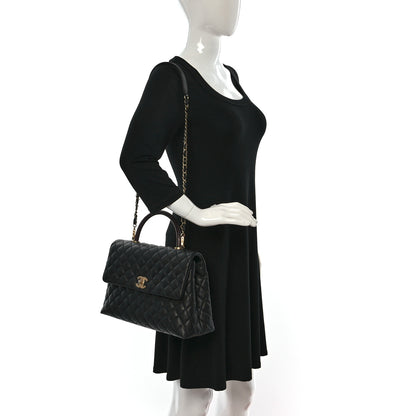 Chanel Caviar Lizard Quilted Medium Coco Handle Flap Black 2 of 10