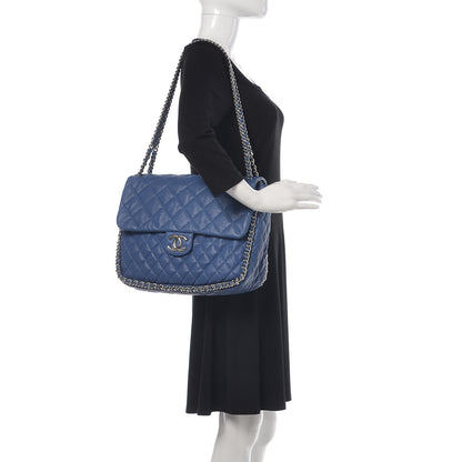 Chanel Washed Lambskin Quilted Chain Around Maxi Flap Light Blue 2 of 17