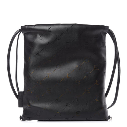 Stella McCartney Eco Alter Nappa Perforated Logo Mini Drawstring Backpack Black 1 of 6