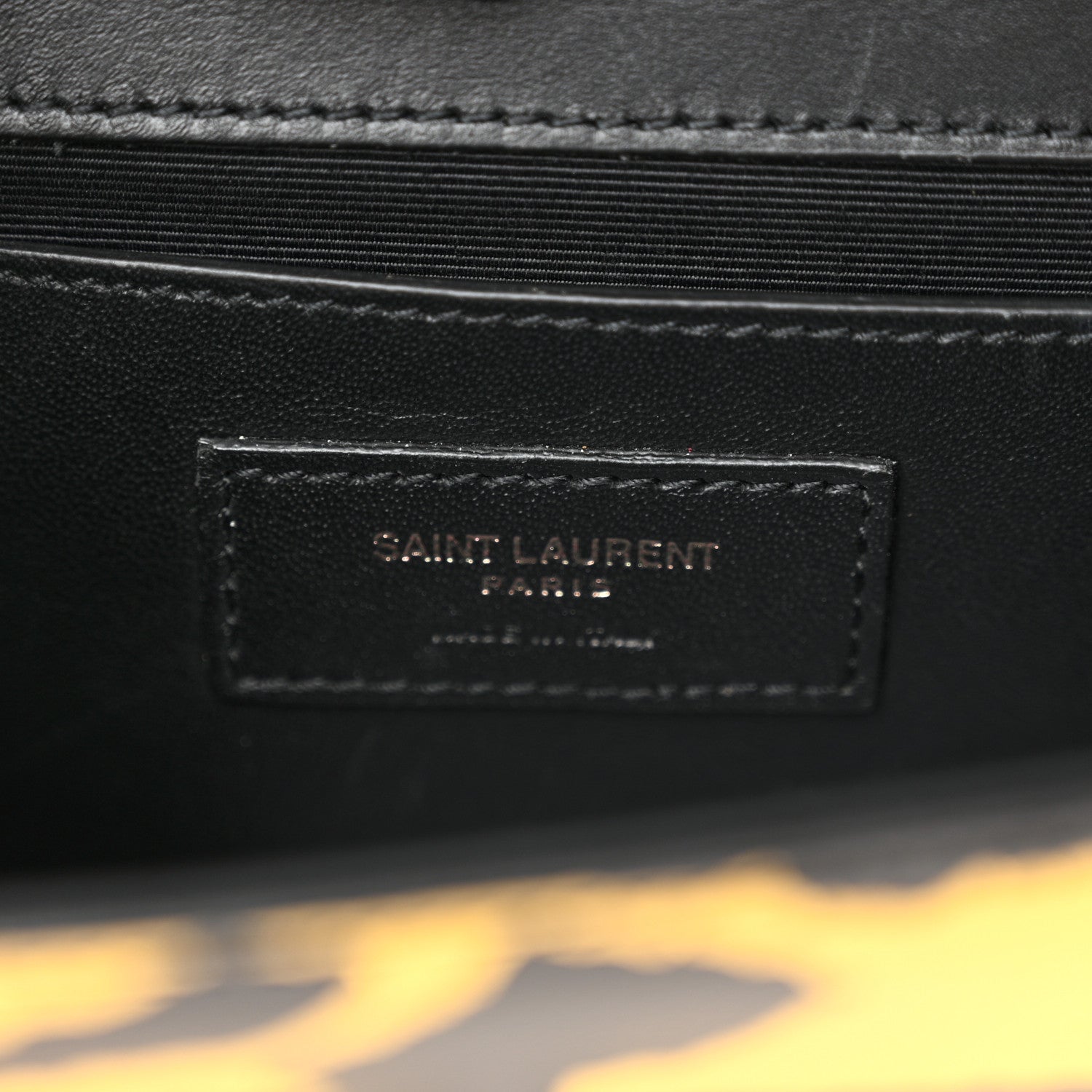 Saint Laurent Grain De Poudre Zebra Print Small Classic Monogram Kate Satchel Yellow 6 of 10