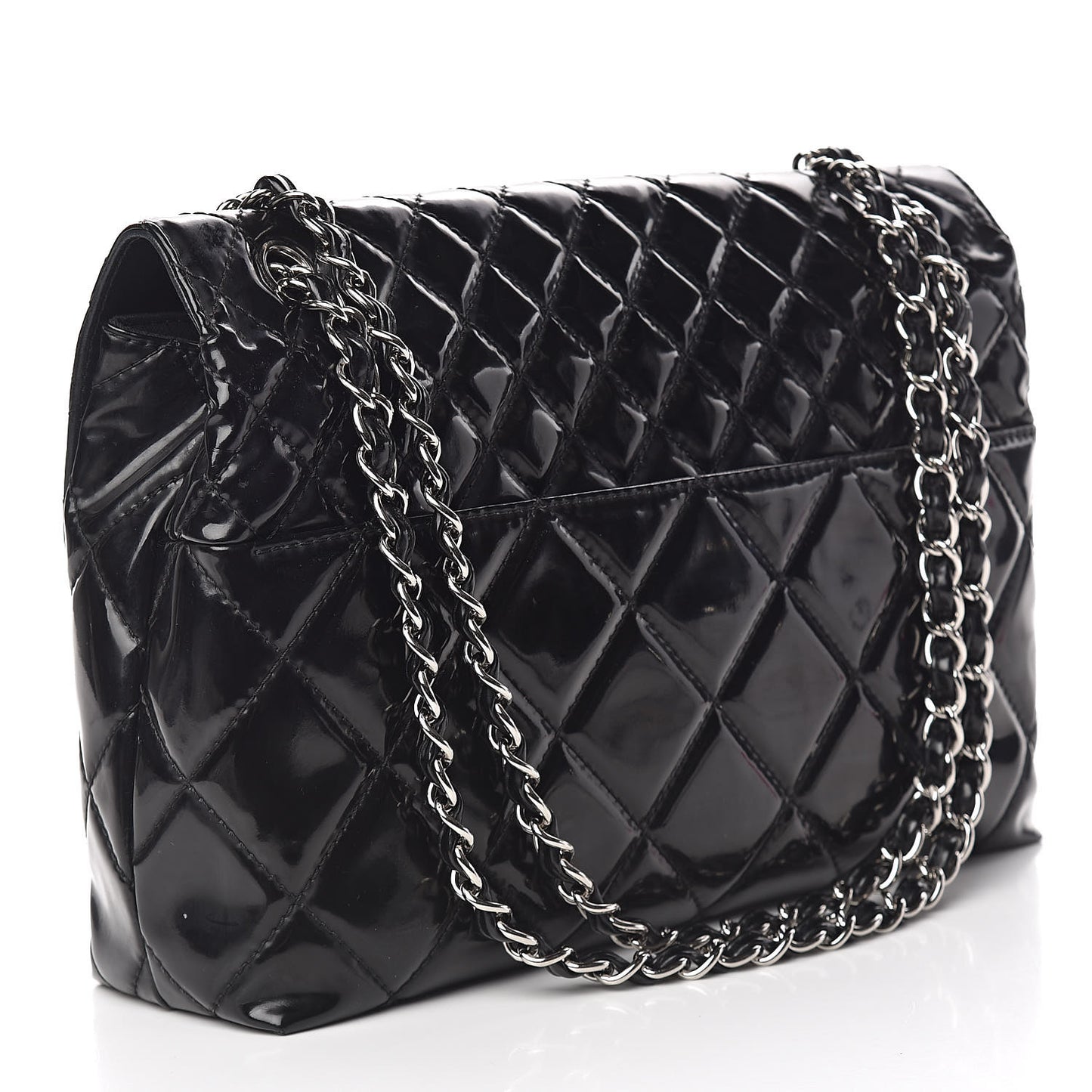 Vinyl Quilted In the Business Flap Bag Black
