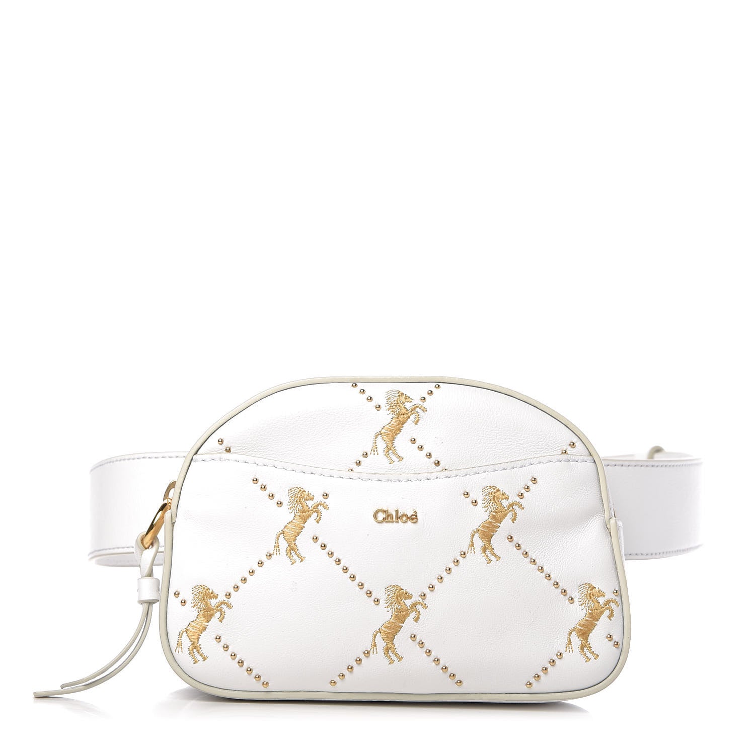 Chloe Smooth Calfskin Little Horses Embroidered Signature Belt Bag Brilliant White 1 of 9