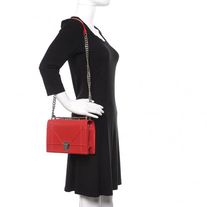 Christian Dior Lambskin Medium Diorama Flap Bag Red 2 of 12