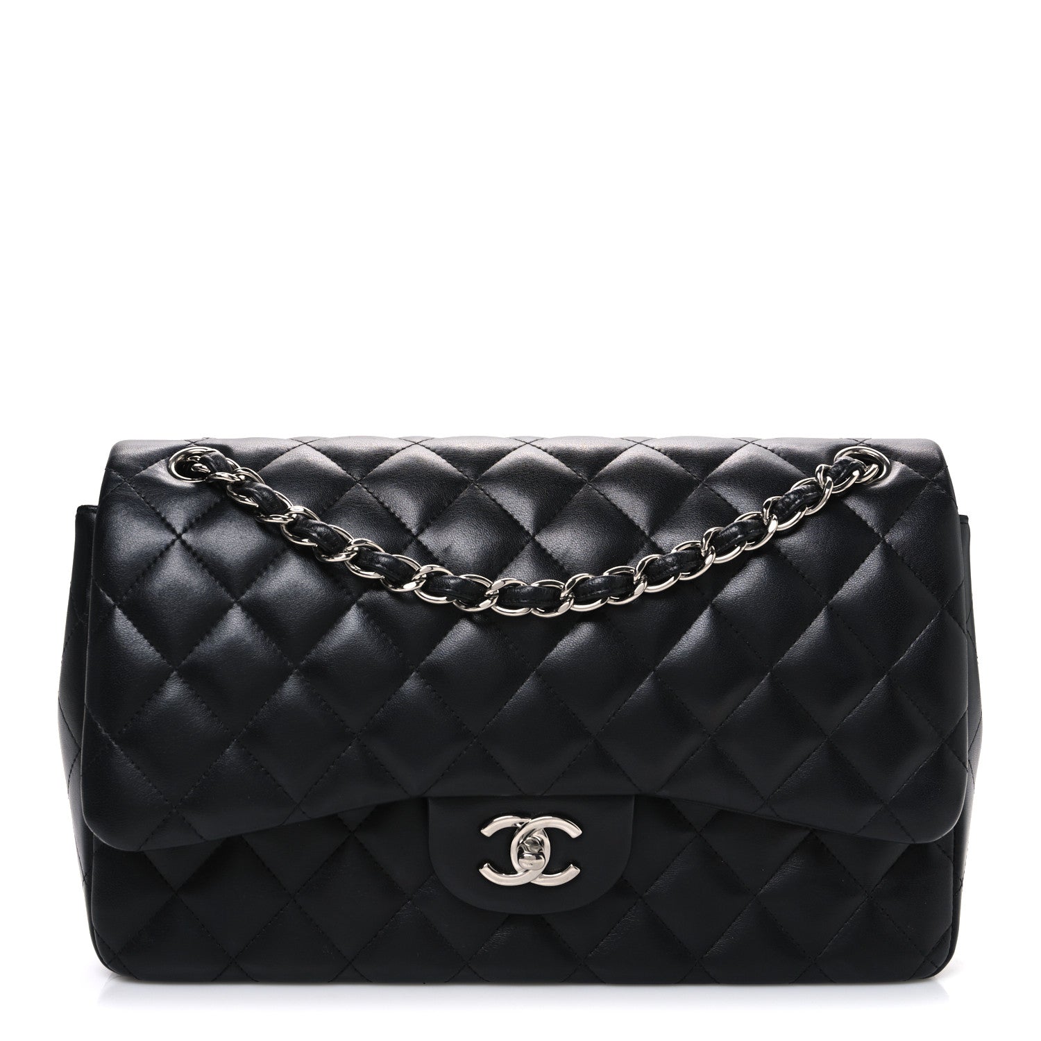Chanel Lambskin Quilted Jumbo Double Flap Black 1 of 11
