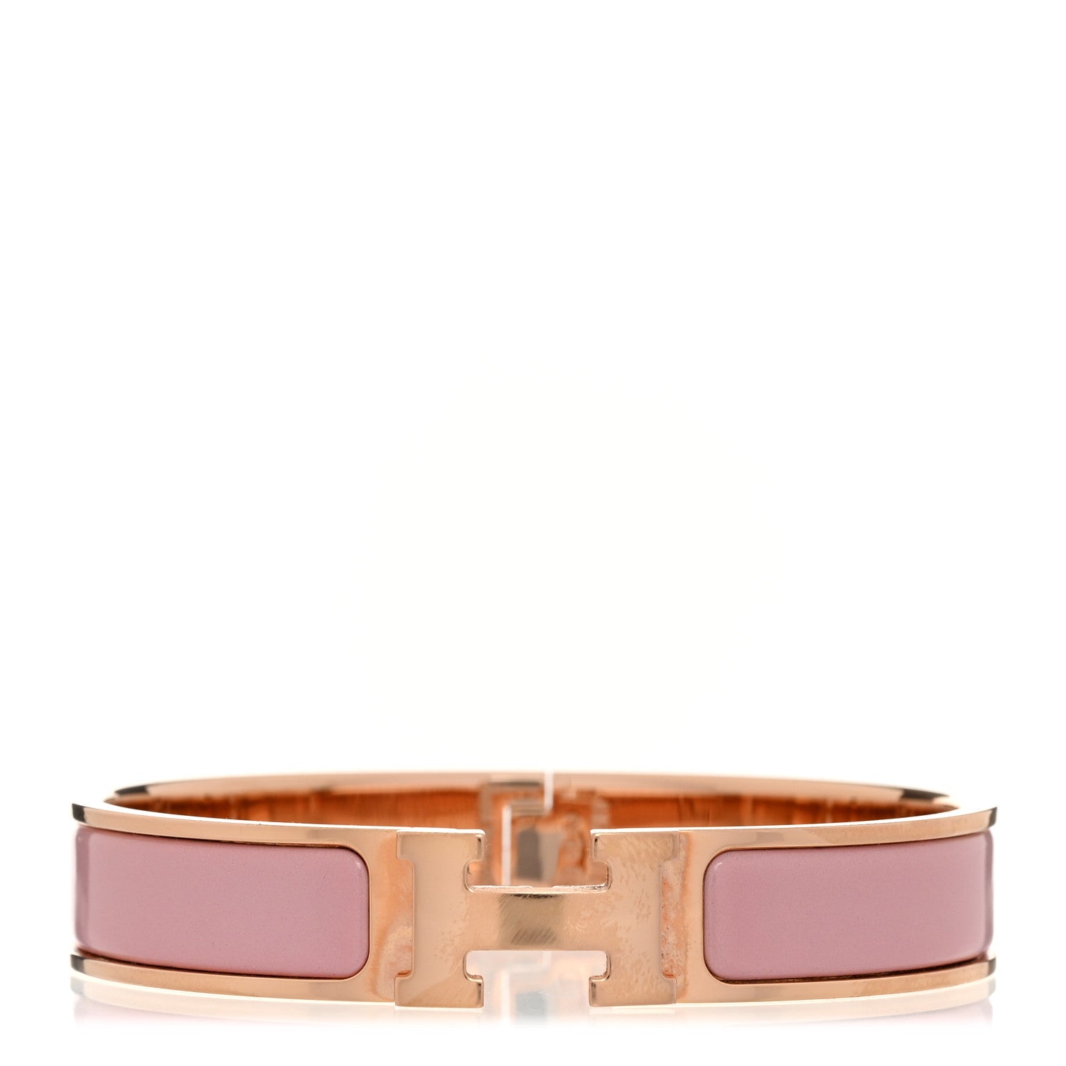 Hermes Enamel Narrow Clic Clac H Bracelet PM Rose Nacarat 1 of 4