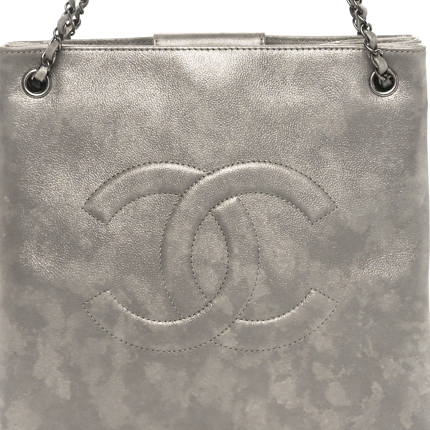 Chanel Iridescent Calfskin CC North South Large Shopping Tote Silver 8 of 10