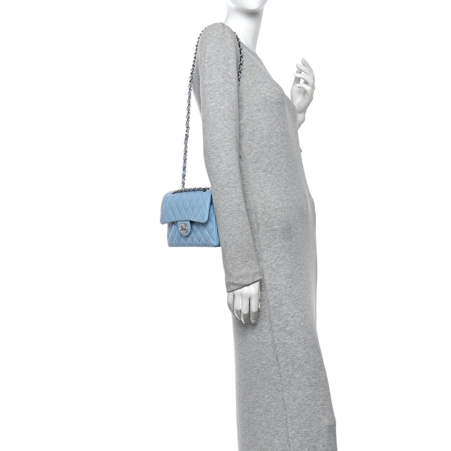 Chanel Caviar Quilted Small Double Flap Light Blue 2 of 10