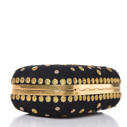 Alexander McQueen Embroidered Skull Box Clutch Black Gold 4 of 7