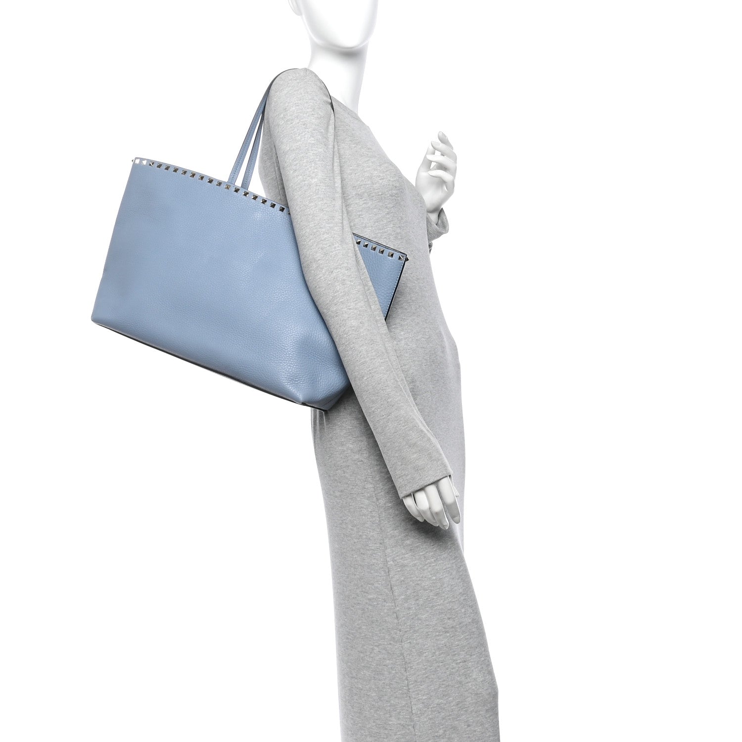Valentino Garavani Grained Calfskin Rockstud Shoulder Tote Niagara 2 of 9
