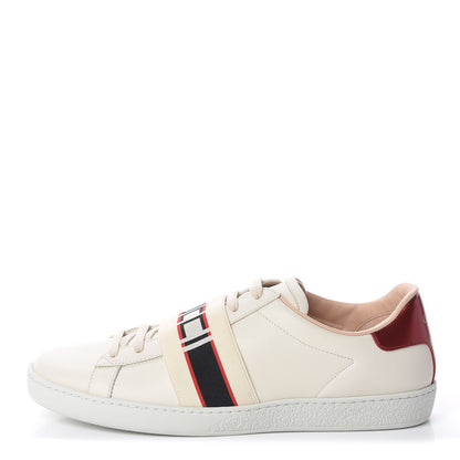 Gucci Calfskin Stripe Womens New Ace Sneakers 40 New Mystic White Ecru Red Flame 1 of 9