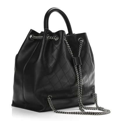Chanel Calfskin Stitched Large Urban Luxury Drawstring Backpack Black 3 of 8