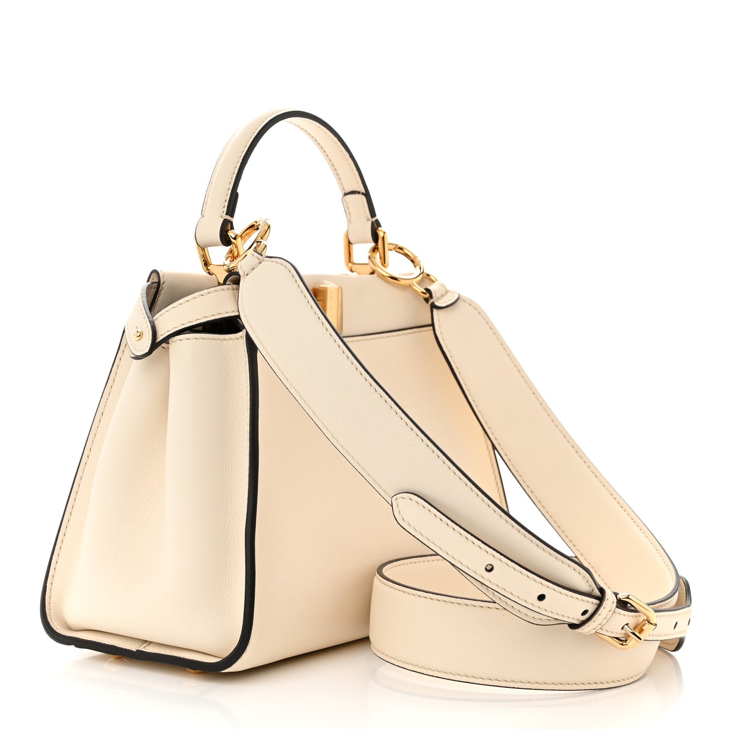 Vitello Seta Suede FF Mini Peekaboo Iconic Satchel Uovo Sigaro Marrone