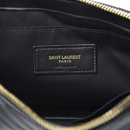Saint Laurent Calfskin Matelasse Chevron Monogram A5 Wristlet Black 7 of 10