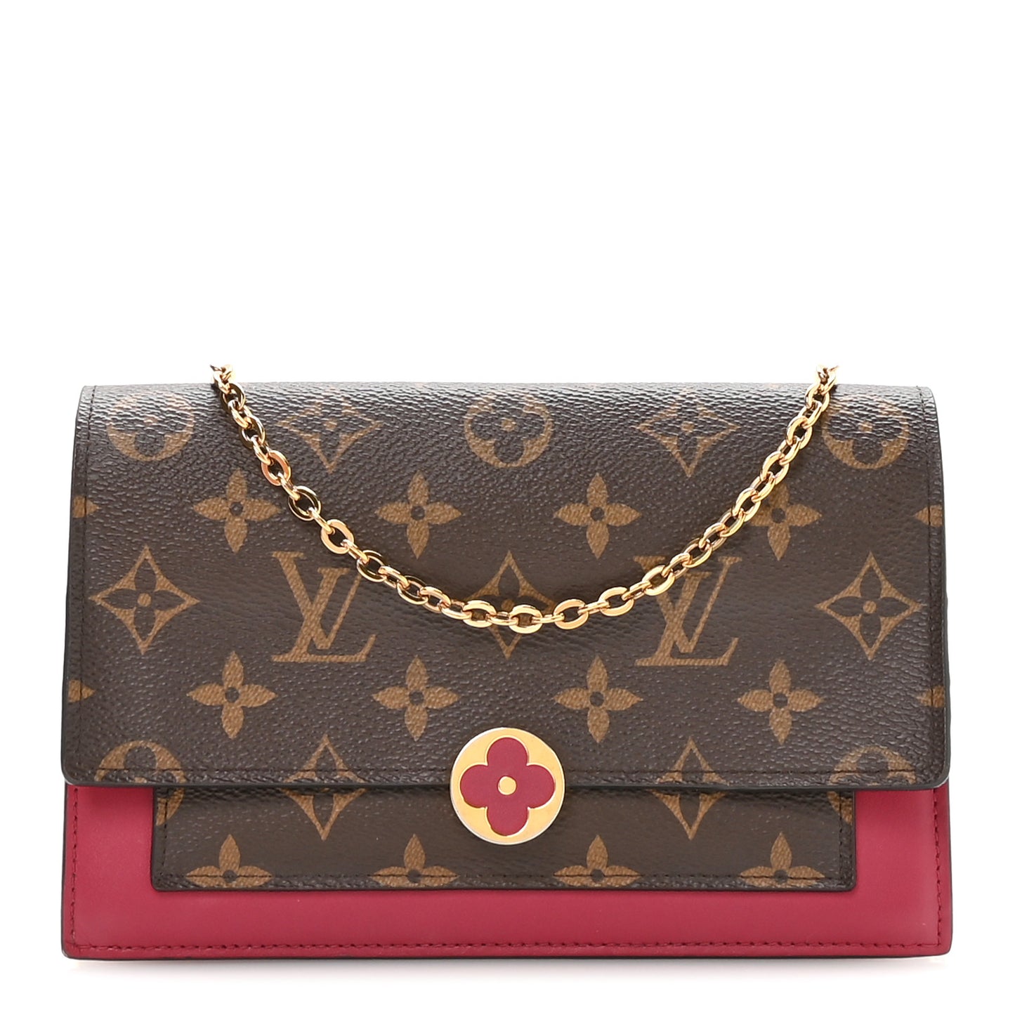 Monogram Flore Chain Wallet Fuchsia