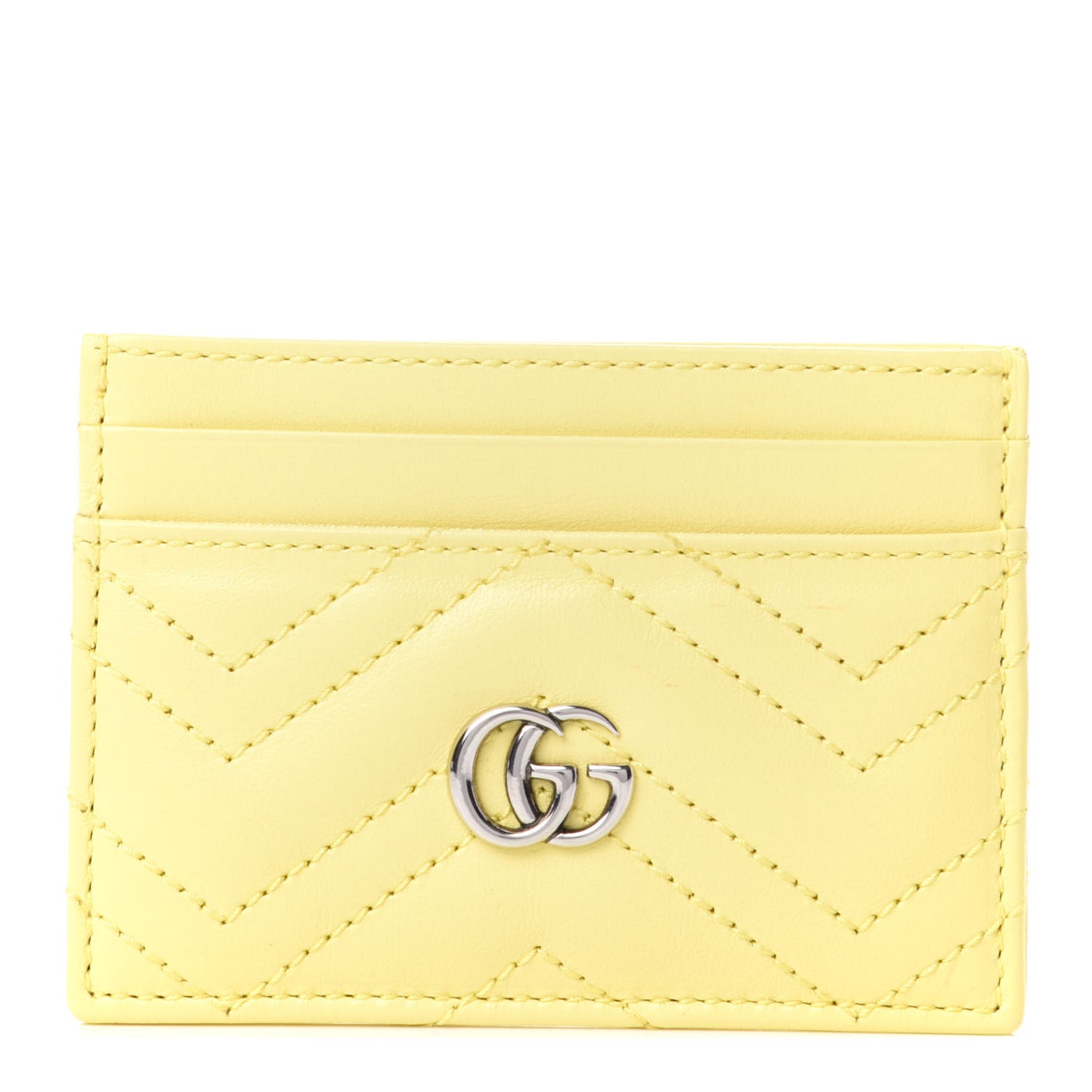 Calfskin Matelasse GG Marmont Card Holder Banana