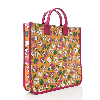 Gucci Canvas Childrens Flower Mushroom Print Tote Pink Yellow 2 of 4