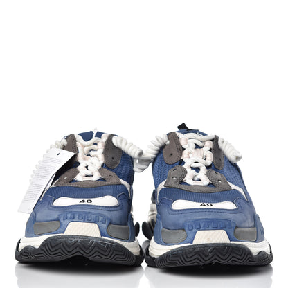 Balenciaga Mesh Nubuck Mens Triple S Sneakers 40 Navy Gris 2 of 12