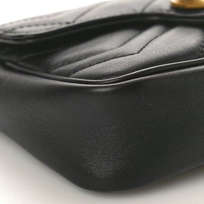Gucci Calfskin Matelasse Super Mini GG Marmont Shoulder Bag Black 9 of 10