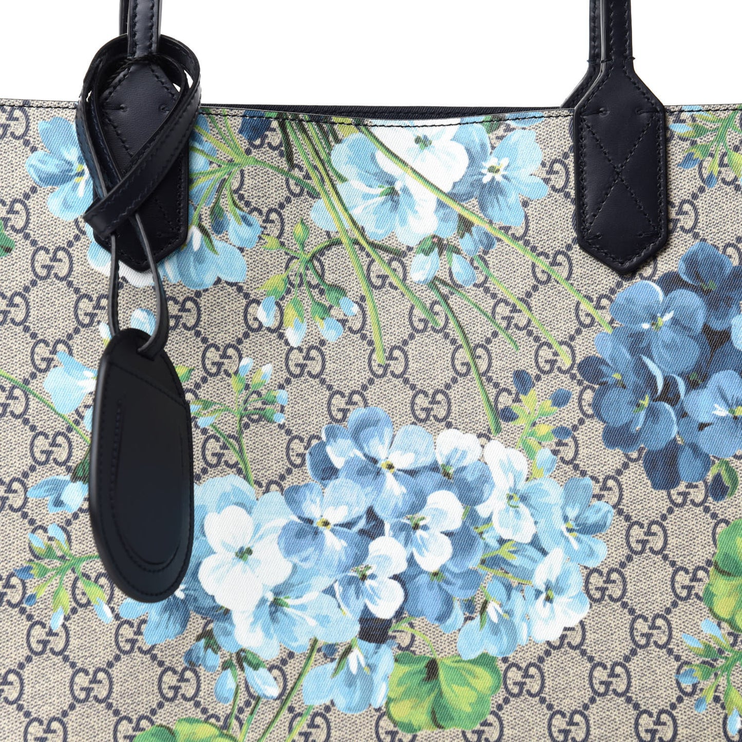 GG Supreme Monogram Blooms Medium Reversible Tote Beige Blue Navy
