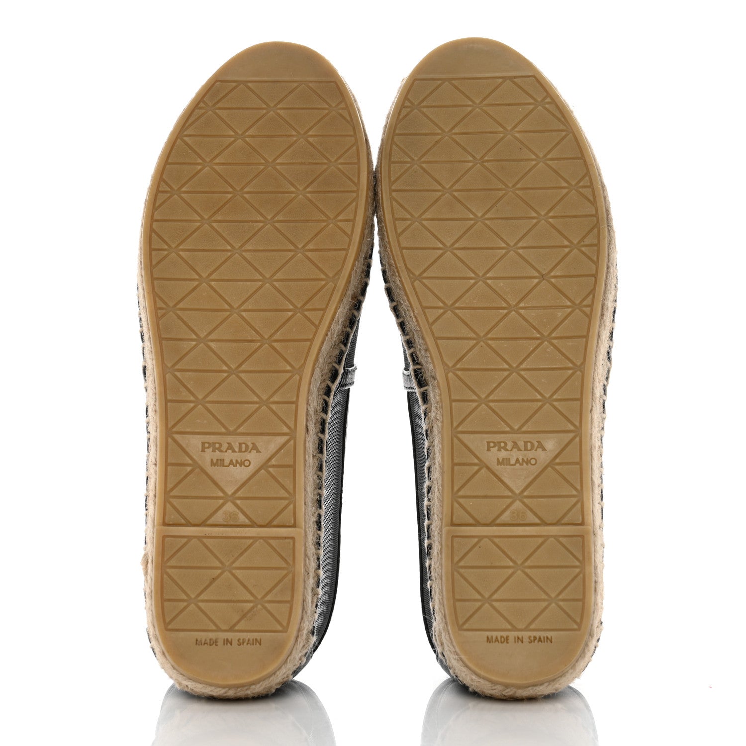 Prada Rete Nappa Metal Triangle Logo 20mm Espadrilles 36 Black 5 of 8