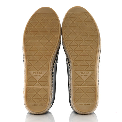 Prada Rete Nappa Metal Triangle Logo 20mm Espadrilles 36 Black 5 of 8