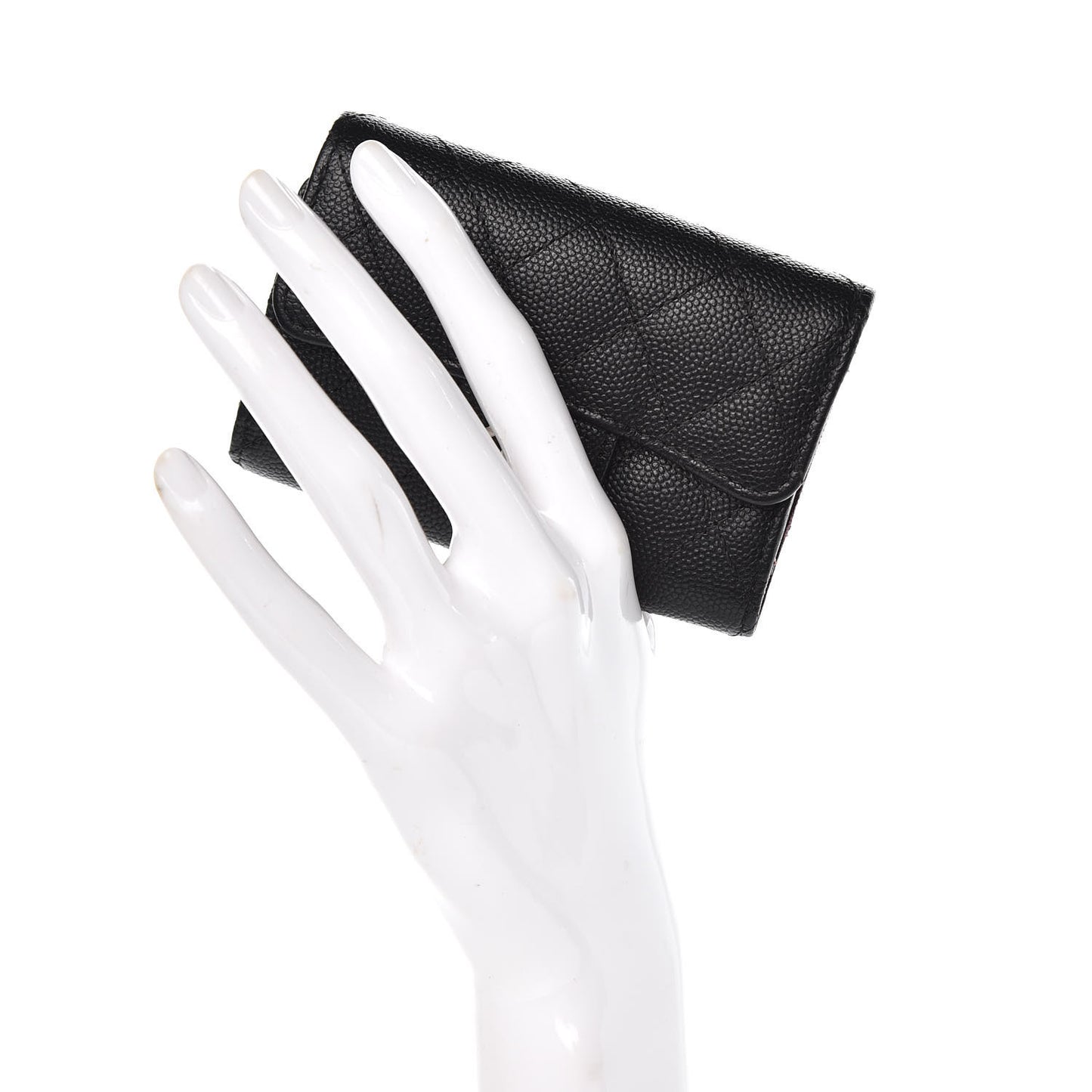 Caviar Quilted Classic 4 Key Holder Wallet Black
