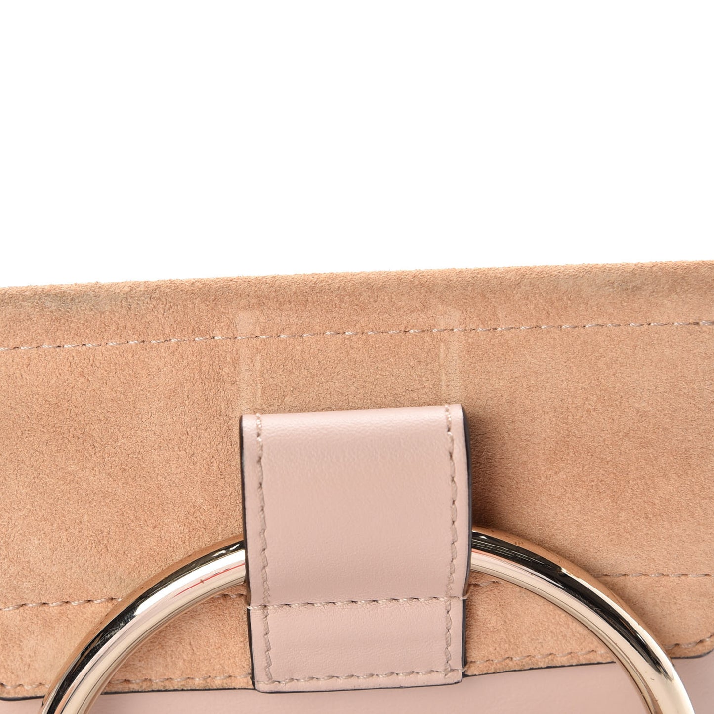 Suede Calfskin Mini Faye Bracelet Bag Cement Pink