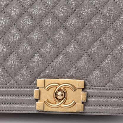 Chanel Caviar Quilted Medium Boy Flap Light Grey 9 of 12