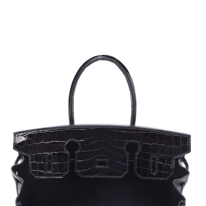 Hermes Taurillon Novillo Shiny Niloticus Crocodile Birkin Touch 30 Black 16 of 32